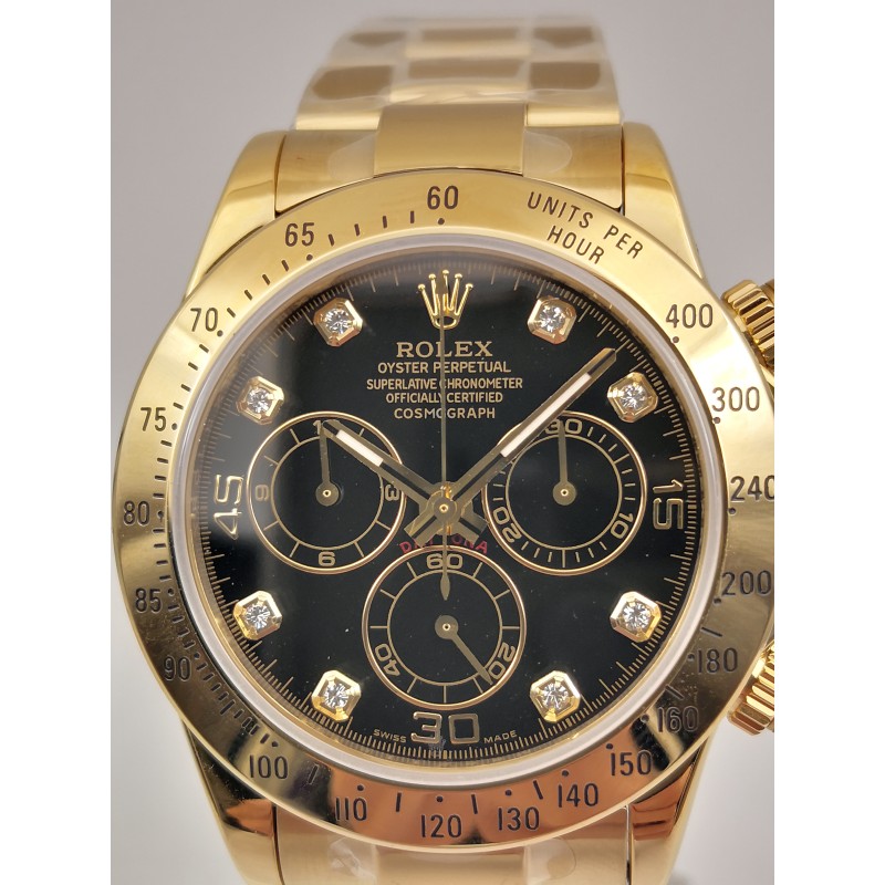 Replica Rolex Daytona Cosmograph 116508 JH Yellow Gold Black Dial Dial Swiss 4130 Run 6@SEC