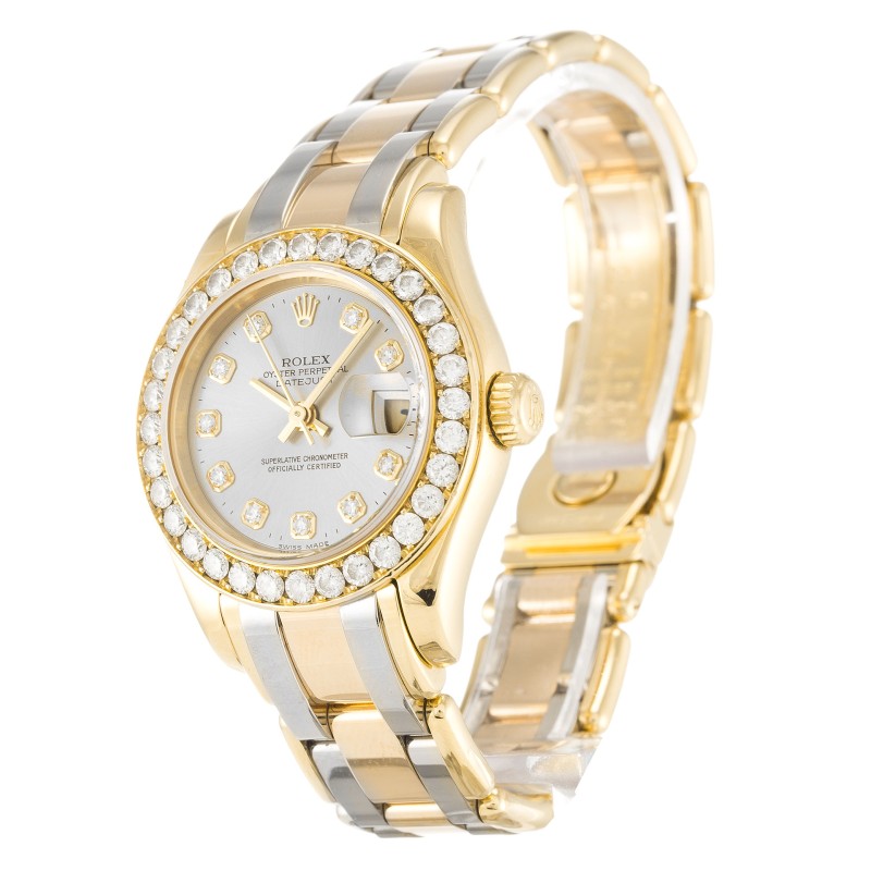 UK Yellow Gold set with Diamonds Rolex Replica Pearlmaster 80298-29 MM