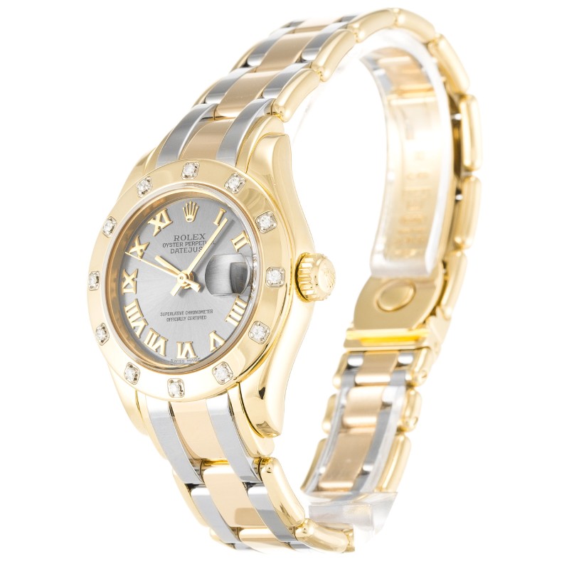 UK Yellow Gold set with Diamonds Rolex Replica Pearlmaster 80318-28 MM