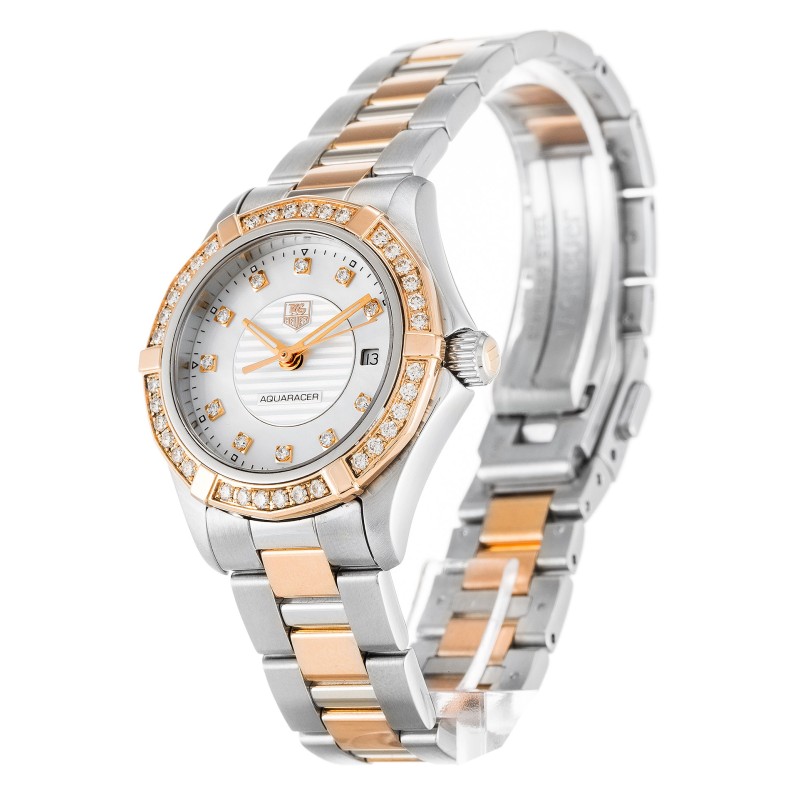 UK Rose Gold & Steel set with Diamonds Tag Heuer Replica Aquaracer WAP1452.BD0837-27 MM