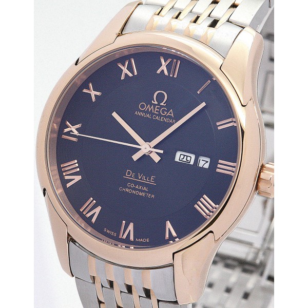 UK Rose Gold Steel Omega Replica De Ville Hour Vision-41 MM