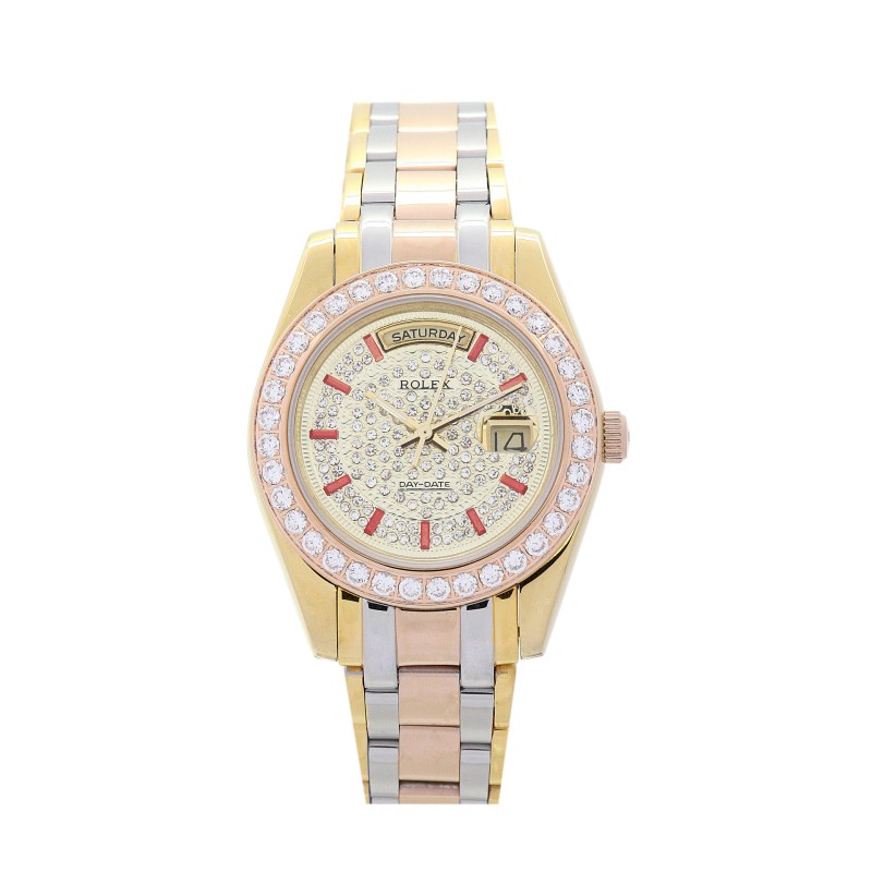 UK Rose gold and Yellow gold with Diamonds Rolex Replica Day-Date-36 MM